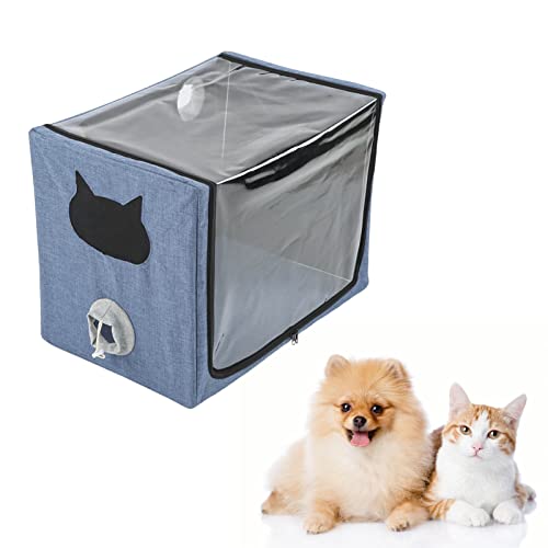 Ejoyous Haustier Sauerstoffkammer, Faltbare Hund Zerstäubung Sauerstoff Box Portable Haustier Sauerstoff Therapie Käfig Katze Kreißsaal Anti-Kratz Sauerstoff Inhalation Box24x15.7x18.1Zoll von Ejoyous