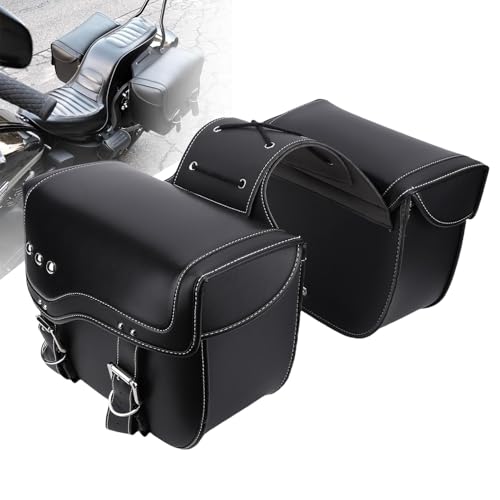 Ejoyous Motorrad Seitentaschen 30L Motorcycle Side Pouch Satteltaschen wasserdichte PU Leder universell mit verstellbarem Gurt für Motorrad Zubehör von Ejoyous