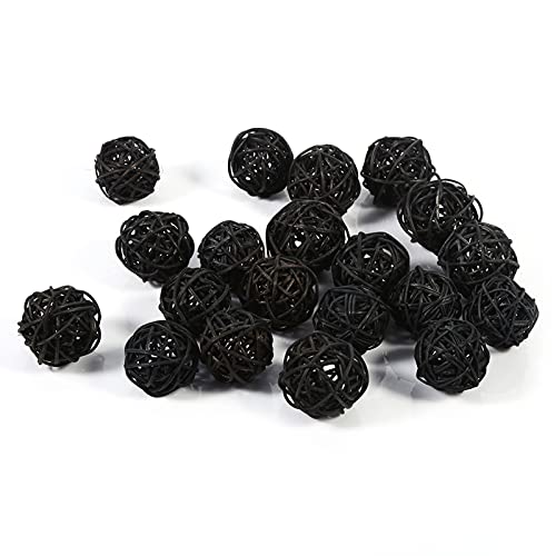 Ejoyous Rattankugeln Dekokugeln Rattanbälle 20 Stück 5 Farben natürliche Handarbeit für Hochzeit Weihnachten Geburtstag Deko Fotoprops (Black) von Ejoyous
