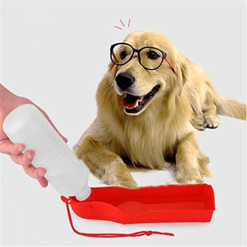 Ejoyous Tragbare Hundeswasserflasche Reise Haustier-Trinkschale Faltbares Design Passt Bequem in den Auto-Tassenhalter BPA-freier Plastik-Geschirrspüler Sicher Leicht für Outdoor-Abenteuer Lang (PINK) von Ejoyous