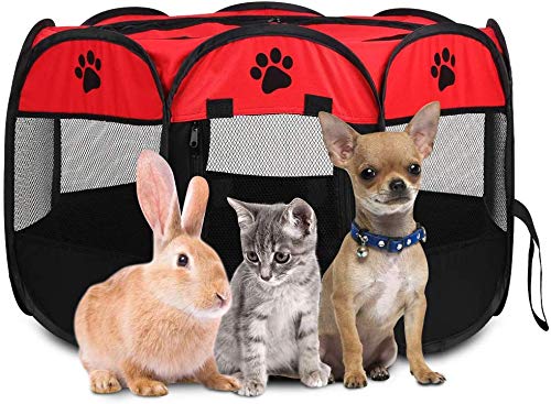 Ejoyous Welpenlaufstall Tierlaufstall, Welpenauslauf faltbar Welpenlaufstall Tierlaufstall für Hunde Hasen Meerschweinchen Katzen für innern oder außen 81 x 45 cm von Ejoyous