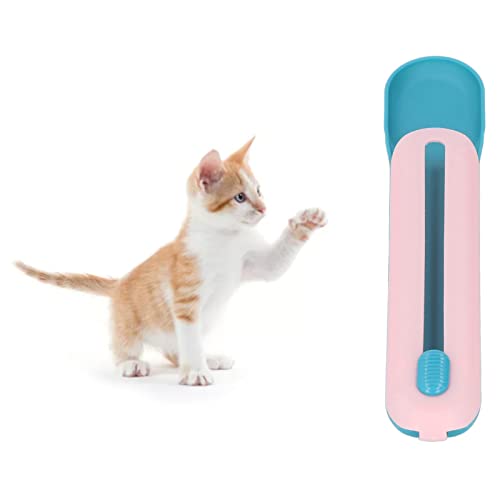 Katzenbehandlungslöffel Squeeze, Katzenstreifen -Feeder Löffel Multi Funktionaler Praktischer Nassbehälter für Nasse Snack Püree Haustier Vorräte (Blauer Löffel mit rosa Griff) von Ejoyous