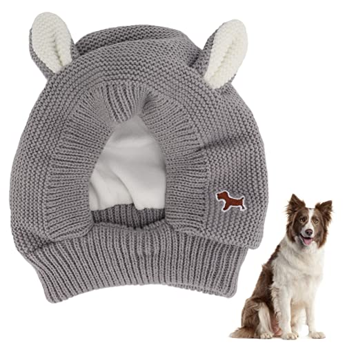 Süßes Katzen-Hundekostüm, Warme Bärenmütze, Warme Hunde-Ohrabdeckung, Wintermütze, Hunde-Snood-Kopfwickel für Hunde, Katzen, Haustiere (Grey) von Ejoyous