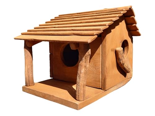 ECKOMEBEL - Eichhörnchenhaus mit Terrasse - handgefertigt in Polen, Holz, imprägniert - für Garten, Park, Wald - Rustikaler Zweieingang und Vordach ECKOMEBEL - Eichhörnchenhaus mit Terrasse - handgefertigt in Polen, Holz, imprägniert - für Garten, Park, Wald - Rustikaler Zweieingang und Vordach von Ekomebel