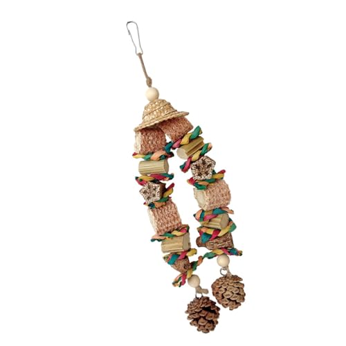 Eladcncmc Papageienanreicherungsspielzeug, Holzblock, Tannenzapfen, Kauen für Käfigbeißen, sicheres geflochtenes Strohspielzeug zum Kauen von Käfigspielzeug Eladcncmc Papageienanreicherungsspielzeug, Holzblock, Tannenzapfen, Kauen für Käfigbeißen, sicheres geflochtenes Strohspielzeug zum Kauen von Käfigspielzeug von Eladcncmc