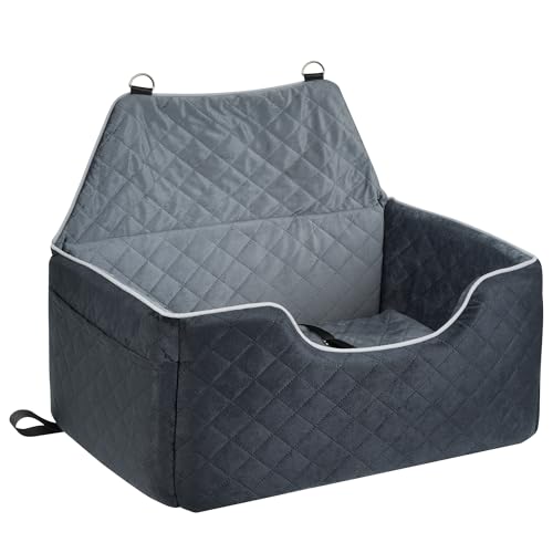 Elalove Hundeautositz für große / mittelgroße Hunde, waschbarer Sitzerhöhung mit dickem Kissen, Memory-Schaum, Sicherheitsleinen, Reisebett, wandelbares Hundesofa von Elalove