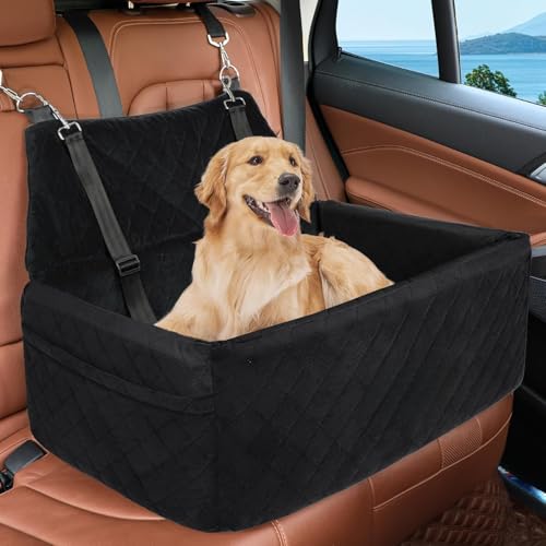 Hundeautositz für kleine bis mittlere Hunde, abnehmbar und waschbar, Hundesitz mit Sicherheitsgurten und Aufbewahrungstaschen, für Vorder- und Rückbank geeignet, bis 20 lbs von Elalove