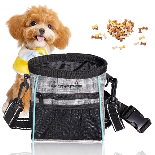 Leckerlibeutel für Hunde, Große Futtertasche für Hundetraining, Bauchtasche mit verstellbarem Gurt, Snackbeutel aus Oxford-Stoff, Praktische Bauchtasche für Hundetraining, Grau von Elalove