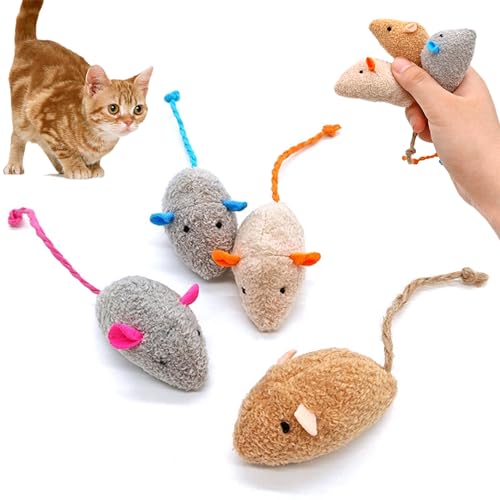 Electspark Katzen-Maus-Spielzeug, modisches Katzenmäuse-Spielzeug, Plüsch-Katzenminze-gefüllte Mäuse, Spielzeug für Indoor-Katzen, realistisches Design, Katzenminze-Spielzeug, 4 verschiedene Farben von Electspark