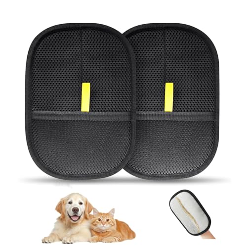 Tierhaarentferner Handschuh,2 Stück Haustier Pflegehandschuhe,Wiederverwendbare Hundehaare Entfernen Fellmagnet Pet Hair Remover Glove für Möbel,Sofa,Bett,Teppich,Kleidung und Tierbett von Elegance-go