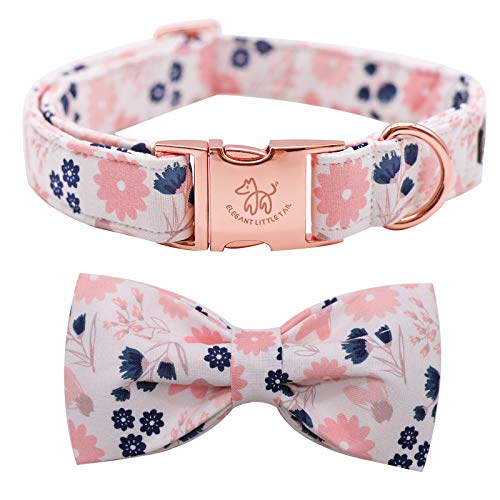Elegant Little Tail Hundehalsband - Weiches Mädchen Fliege Halsband, Floral Verstellbar Mit Schleife - Haustierhalsband Geschenk für Große Hündinnen von Elegant little tail