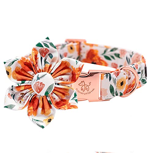 Elegant little tail Floral Girl Hundehalsband für Hündinnen, Haustierhalsband Verstellbare Hundehalsbänder mit Blumengeschenk für mittelgroße Hunde von Elegant little tail