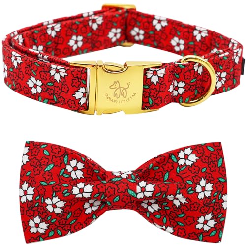 Elegant little tail Hundehalsband, Weihnachten Hundehalsband rote Blume Urlaub Haustier Halsband Hund Schleife Halsband Haustier Mädchen Junge Hundehalsband für X-Large Hunde von Elegant little tail