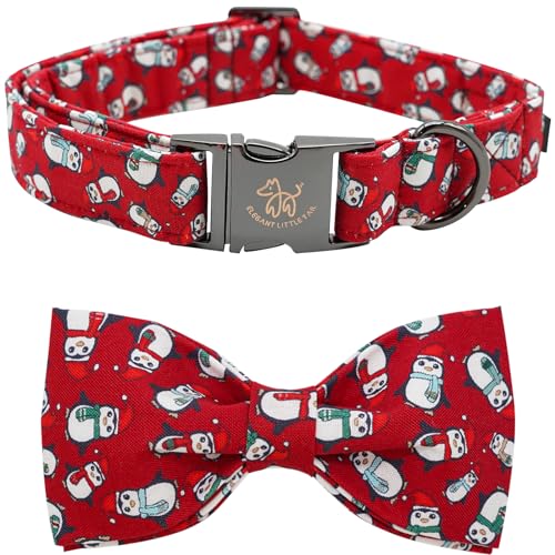 Elegant Little Tail Hundehalsband - Weihnachten Rote Pinguine Urlaub Haustier Halsband Mit Schleife für X-kleine Hunde, Mädchen und Jungen von Elegant little tail