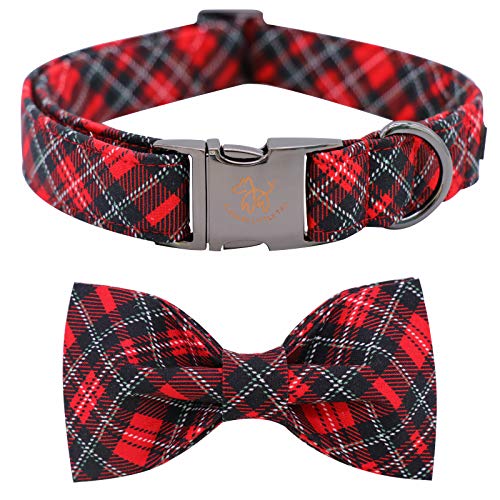 Elegant little tail Hundehalsband, weiche Fliege Hundehalsband, Weihnachten verstellbares Hundehalsband mit Schleife Haustierhalsband Geschenk für mittlere weibliche oder männliche Hunde von Elegant little tail