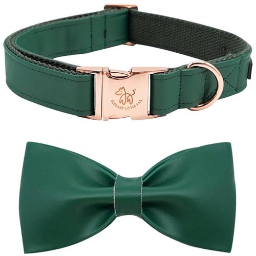 Elegant little tail Hundehalsband mit Schleife - Dunkelgrün Hundehalsband mit Schleife Premium-Halsband Mädchen Junge Hundehalsband Niedliches Hundehalsband für X-Small-Welpen und Hunde von Elegant little tail