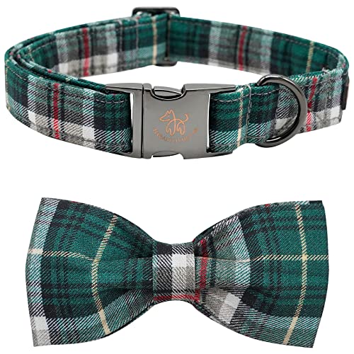 Elegant little tail Hundehalsband mit Schleife - Weihnachten Kariertes Hundehalsband Schleife Junge Mädchen Hund Fliege Verstellbares Hundehalsband für kleine mittelgroße Hunde von Elegant little tail