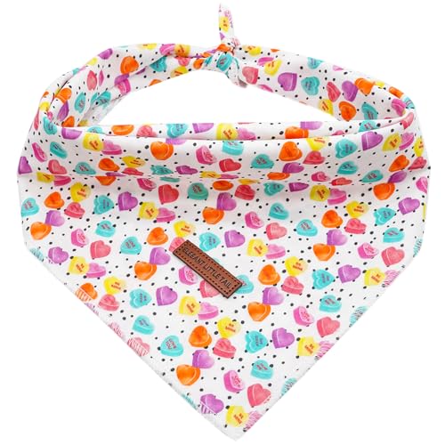 Elegant little tail Hundehalstuch, Valentinstag, waschbar, für Damen oder Herren, quadratisches Hunde-Lätzchen, Halstuch, verstellbares Haustier-Bandana für mittelgroße und große Hunde von Elegant little tail