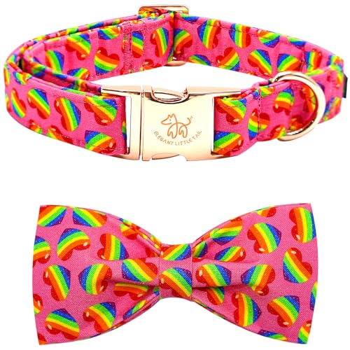 Elegant little tail LGBT Hundehalsband, Regenbogen-Hundehalsband mit Schleife, für Welpen, LGBT für Stolz, Monat, Welpen, Urlaub, Haustiergeschenk, Hund, Mädchen, Jungen, verstellbares Hundehalsband von Elegant little tail