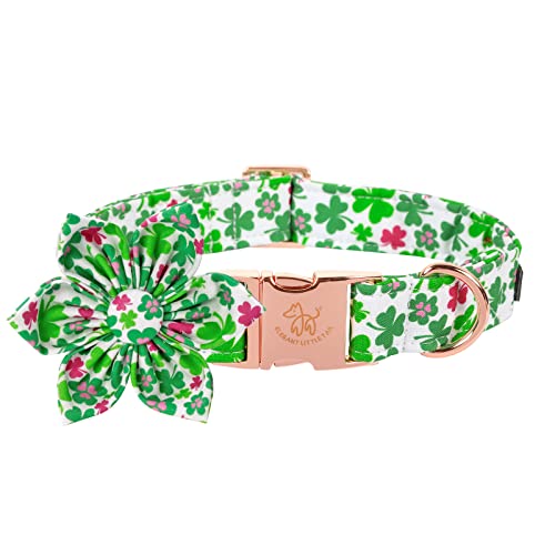 Elegant little tail Lucky Clover Hundehalsband, niedliches abnehmbares Hundehalsband mit Blume, Geschenk, Haustierhalsband, verstellbares Hundehalsband für mittelgroße Hunde von Elegant little tail