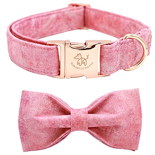 Elegant little tail Rosa Buntes Hundehalsband, bequemes Hundehalsband mit Schleife, Hundehalsband mit weicher Fliege, Hundehalsbänder für X-Small-Welpen von Elegant little tail