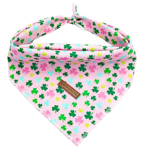 Elegant little tail St Patrick's Day Hundehalstuch, Trefoil Hundehalstuch, waschbar, weich, für Damen oder Herren, quadratisch, verstellbares Haustier-Bandana für mittelgroße und große Hunde von Elegant little tail