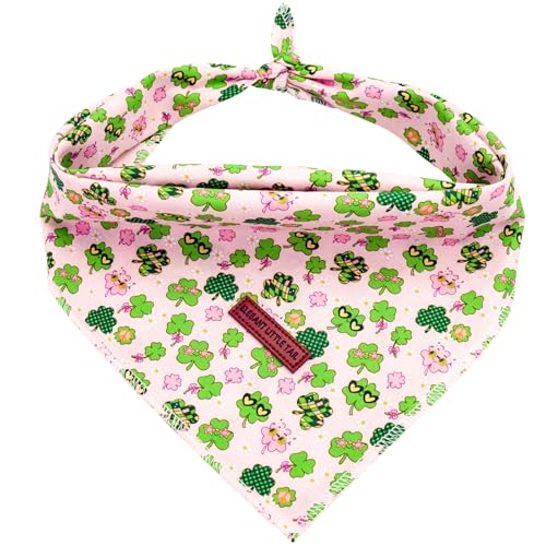 Elegant little tail St Patrick's Day Hundehalstuch, Trefoil Hundehalstuch, waschbar, weich, für Damen oder Herren, quadratisch, verstellbares Haustier-Bandana für mittelgroße und große Hunde von Elegant little tail