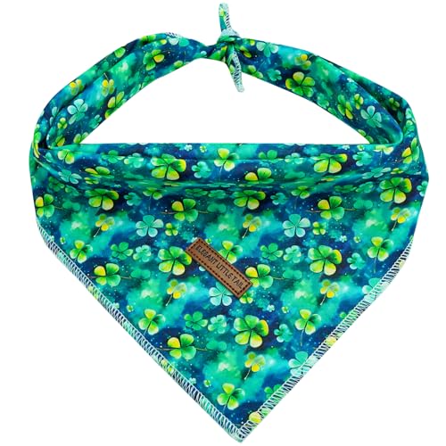 Elegant little tail St Patrick's Day Hundehalstuch, Trefoil Hundehalstuch, waschbar, weich, für Damen oder Herren, quadratisch, verstellbares Haustier-Bandana für mittelgroße und große Hunde von Elegant little tail