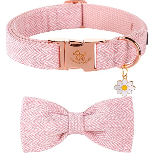 Elegant Little Tail Weihnachts-Hundehalsband Mit Schleife - Herringbone Rot Weiß, Langlebiges Fliegehalsband für X-Large Hunde von Elegant little tail