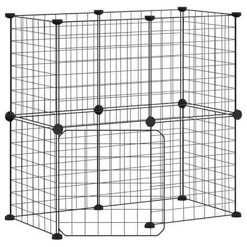12-TLG. Haustierkäfig aus pulverbeschichtem Stahl - 35x35 cm - Robuster & sicherer Käfig für Kleintiere - Ideal für Hamster, Mäuse & mehr - Schwarz von Eleganz