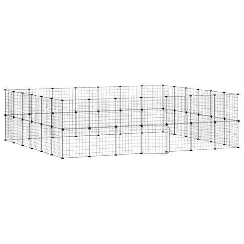 52-teiliger Haustierkäfig aus pulverbeschichtetem Stahl für Kleintiere - 35x35 cm mit Tür - Schwarz - Robust & sicher für Hamster, Meerschweinchen & mehr von Eleganz