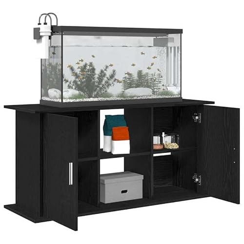 Aquariumständer Schwarz Eichen-Optik 121x41x58 cm - Stabiler Holzwerkstoff für Aquarienfilter & Pumpen - Stilsicherer Unterbau für Wohnzimmer & Büro von Eleganz