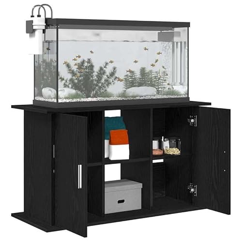 Aquariumständer aus Holzwerkstoff in Eichen-Optik - Schwarz, 101x41x58 cm - Stabiles Regal für Aquarienfilter & Pumpen - Platzsparend & langlebig für jedes Zuhause von Eleganz