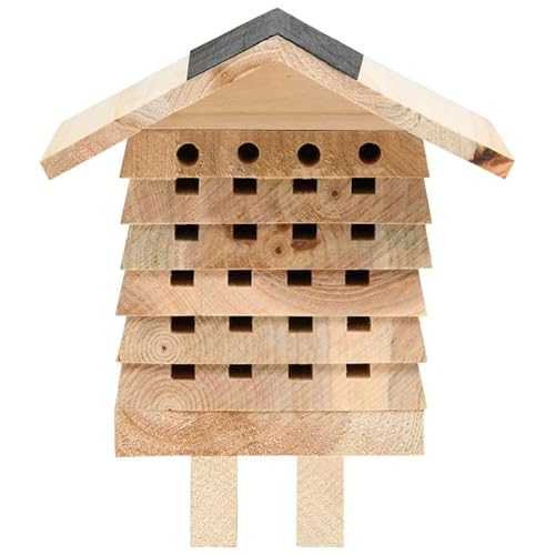 Bienenhotel aus massivem Tannenholz 22x20x20 cm - Natürlicher Lebensraum für Wildbienen - Nachhaltig & Wetterfest - Ideal für Garten, Balkon oder Terrasse von Eleganz