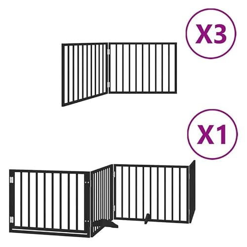 Eleganz 10-TLG. Hundetor mit Tür faltbar aus Pappelholz - Schwarzes Gitter für Hunde & Haustiere - Sicher & stabil für Garten, Terrasse & Balkon Eleganz 10-TLG. Hundetor mit Tür faltbar aus Pappelholz - Schwarzes Gitter für Hunde & Haustiere - Sicher & stabil für Garten, Terrasse & Balkon von Eleganz