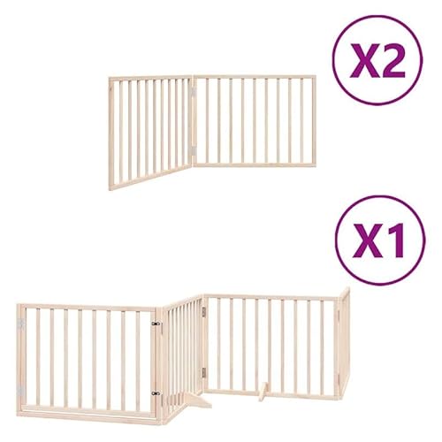 Eleganz 8-TLG. Hundetor mit Tür aus Pappelholz faltbar 640 cm - Hochwertiges & langlebiges Gitter für Hunde - Ideal für Garten, Terrasse und Haus - Sicherheitslösung für Tierliebhaber von Eleganz