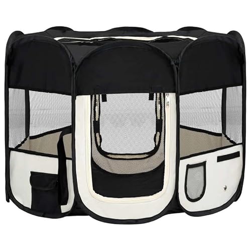 Eleganz Faltbarer Welpenlaufstall mit Tragetasche – 90x90x58 cm schwarz – Leicht & platzsparend für Hunde – Ideal für Reisen, Garten & Wohnung von Eleganz