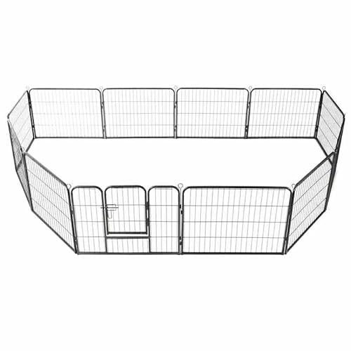Eleganz Hunde-Laufgitter 12 Paneele aus pulverbeschichtetem Stahl (80x60 cm, schwarz) – Sicherer Auslauf für Hunde, robust & langlebig – Ideal für Haus & Garten von Eleganz