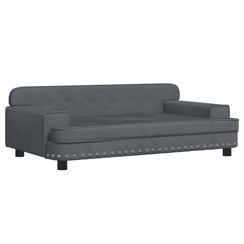 Eleganz Hundebett Dunkelgrau 90x53x30 cm - Samtweich für Hunde Aller Größen, atmungsaktiv & pflegeleicht - Kuschelbett für Wohnung, Hundekorb mit hochwertigem Bezug von Eleganz