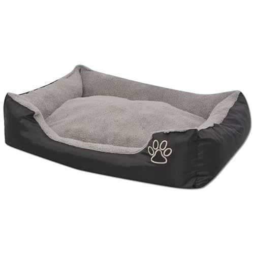 Eleganz Hundebett Größe L mit gepolstertem Kissen - Ultraweicher Schlafplatz für Hunde, Schwarz - Atmungsaktives Material für optimalen Komfort von Eleganz