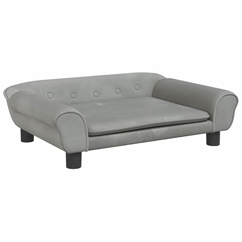 Eleganz Hundebett Hellgrau 70x48x22 cm - Samtweiches Hundebett für Hunde Aller Größen, orthopädische Unterstützung, waschbarer Bezug für einfache Reinig, perfekt für Wohnung oder Haus von Eleganz
