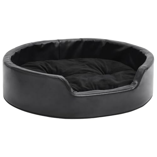 Eleganz Hundebett Mittelgroße Hunde, Hundekörbchen Abwaschbar, Hundebett Mit Rand Schwarz 69x59x16 cm Plüsch und Kunstleder von Eleganz