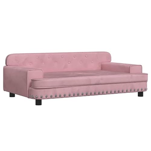 Eleganz Hundebett Rosa 90x53x30 cm Samt - Luxus Hundekorb mit weichem Bezug für kleine bis mittlere Hunde, waschbar & pflegeleicht für Wohnung und Haus von Eleganz