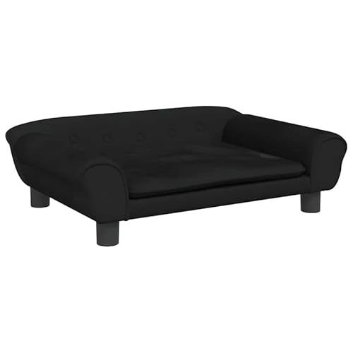 Eleganz Hundebett Schwarz 70x48x22 cm - Luxus Samt Hundebett für Hunde Aller Größen, extrem bequem & pflegeleicht, ideal für Wohnung oder Haus von Eleganz