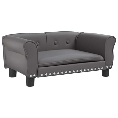 Eleganz Hundebett aus Kunstleder 70x45x30 cm - Grau, wasserabweisend & pflegeleicht - Bequemes Hundesofa für mittelgroße Hunde - Ideal für Wohnung, Haus oder Büro von Eleganz