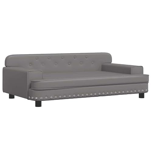 Eleganz Hundebett aus Kunstleder Grau 90x53x30 cm - Wärmendes & pflegeleichtes Hundebett für kleine bis mittelgroße Hunde, ideal für Wohnung oder Haus von Eleganz