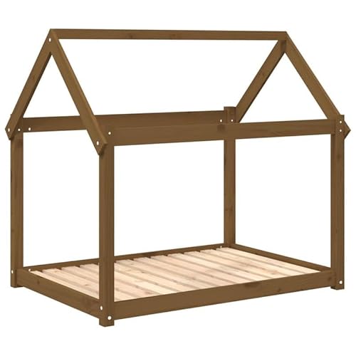 Eleganz Hundebett aus Massivholz Kiefer - 111x80x100 cm, honigbraun - Langlebiges & Stabiles Hundebett für große Hunde - Perfekt für Wohnung, Haus & Garten - Bequemer Schlafplatz für Ihren Liebling von Eleganz