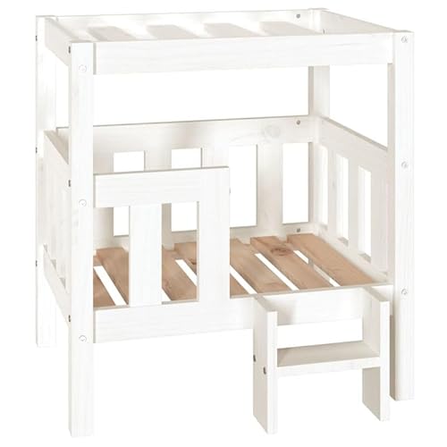 Eleganz Hundebett aus Massivholz Kiefer - 65,5x43x70 cm, weiß - Langlebiges & Stabiles Hundebett für große Hunde - Ideal für Wohnzimmer oder Schlafzimmer - Bequemer Schlafplatz für Ihren Hund von Eleganz