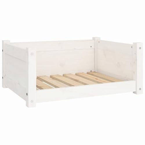 Eleganz Hundebett aus Massivholz Kiefer - 65,5x50,5x28 cm Weiß - Langlebiges & Bequemes Hundebett für Mittelgroße Hunde - Perfekt für Wohnung oder Haus von Eleganz