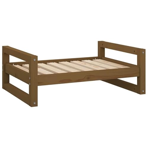 Eleganz Hundebett aus Massivholz Kiefer - 75,5x55,5x28 cm honigbraun - Langlebiges & natürliches Hundebett für mittelgroße Hunde - Perfekt für Wohnung & Haus von Eleganz